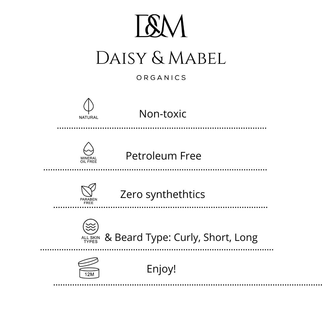daisy & mabel organics ingredients for skin under beard natural curly beards