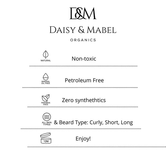 daisy & mabel organics ingredients for skin under beard natural curly beards