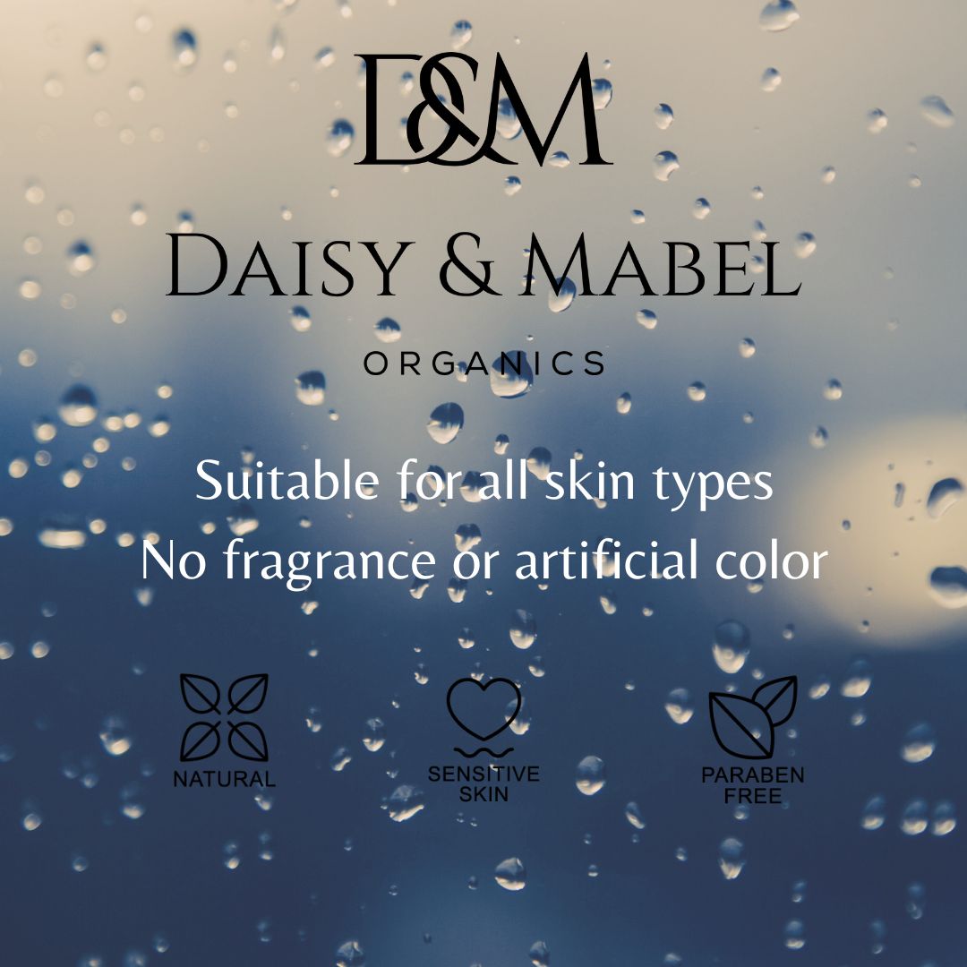 daisy and mabel organics suitable for all skin tyoes no fragrance or artificial color sensitive skin parben free daisy and mabel organics
