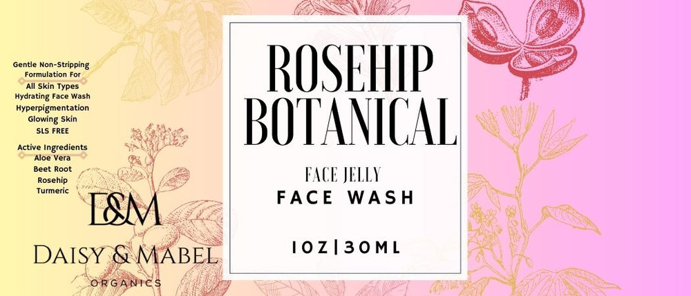 
                  
                    rosehip botanical with turmeric face jelly wash 1 oz glass bottle aloe vera beet root turmeric daisy and mabel organics
                  
                