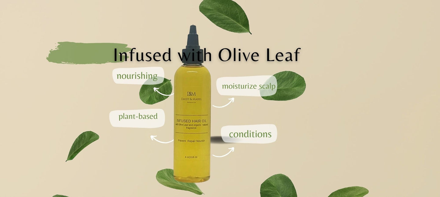 infused hair growth oil with olive leaf nourishing plant based moisturize scalp and conditions daisy and mabel organics