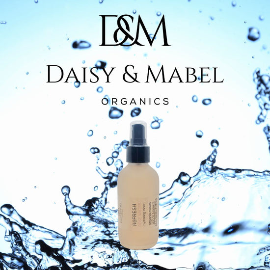 refresh rose water toner for dry sensitive skin daisy & mabel organics glass spray bottle 4 oz