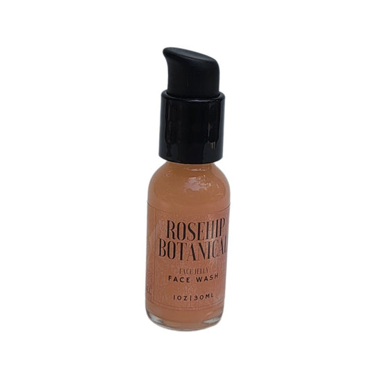 rosehip botanical with turmeric face jelly wash 1 oz glass bottle glass bottle daisy and mabel organics